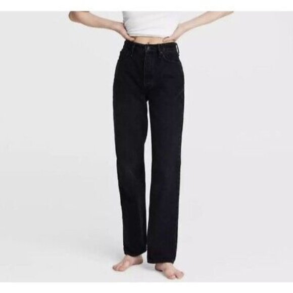 NWT Rag & Bone Alex coated high-rise straight-leg jeans Size 25Black